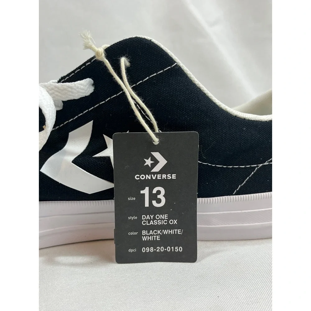 Converse Day One Classic Ox Mens 13 Black White Canvas Low Top Sneakers - Picture 5 of 7